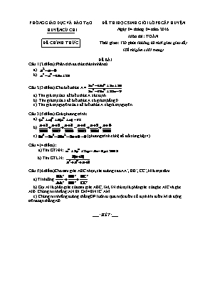 Đề thi học sinh giỏi cấp trường Toán lớp 8 (Có đáp án) - Năm học 2015-2016 - Phòng GD & ĐT Củ Chi